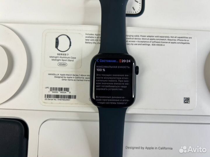 Часы apple watch 7 45 mm акб 100