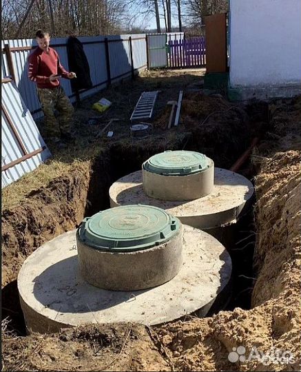 Установка септика из бетонных колец