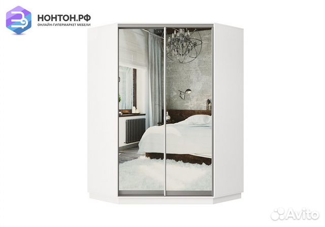 Шкаф-купе угловой двухдверный Гермес белый