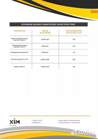 Масло трансмиссионное XIM transmission synt 75W-90