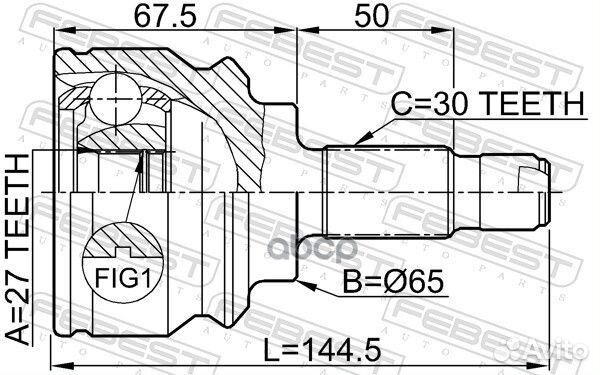 Шрус наружный 27x65x30 BMW X5 E53 1999-2006 febest