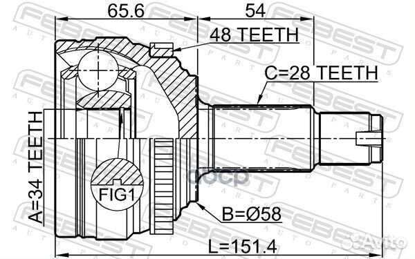 ШРУС наружный 34X57.9X28 ssang yong NEW actyon