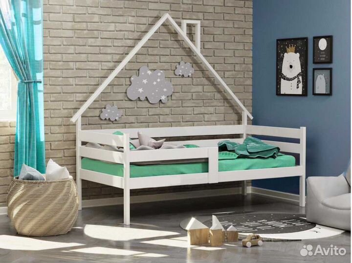 Софа Домик детская берёза с бортиком