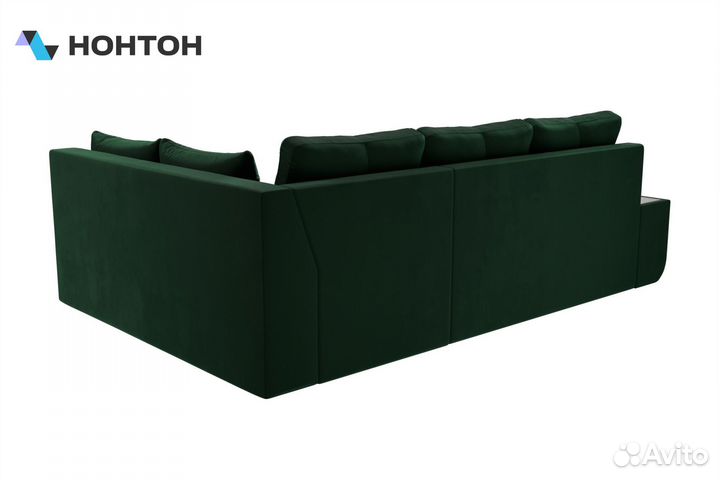 Диван угловой пума Амадэус велюр зеленый