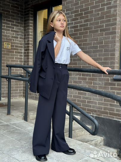 Школьный костюм пиджак + брюки палаццо