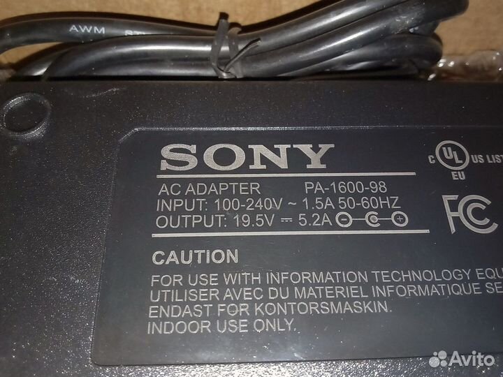 Сетевой адаптер 19.5V 5.2A для Sony KDL-49WD759