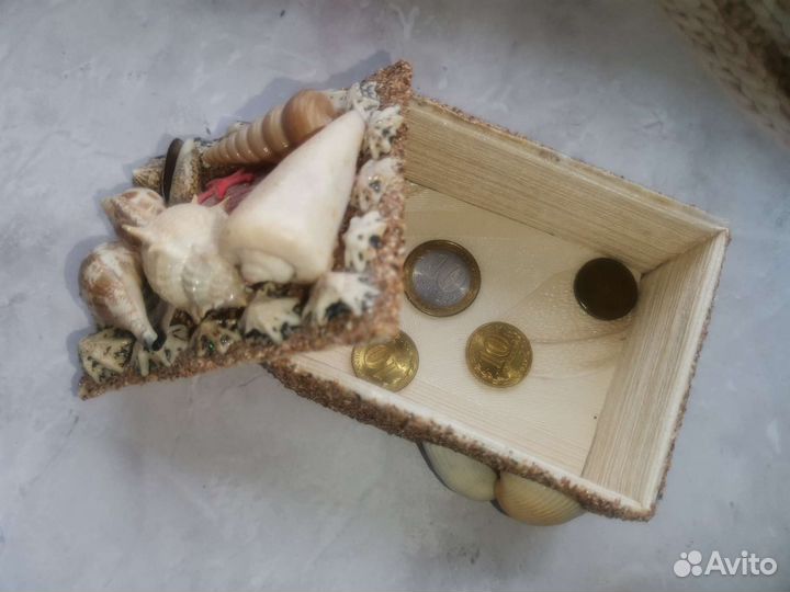 Коробка декоративная для мелочи, шкатулка морская