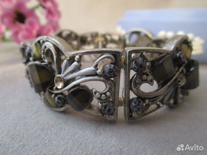 Антик браслет металл камни стразы Англия
