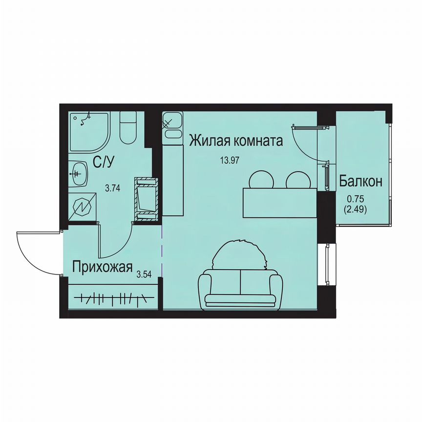 Квартира-студия, 22 м², 3/9 эт.