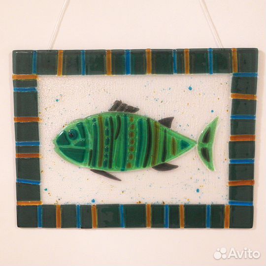 Картина рыба витраж стекло авторская работа
