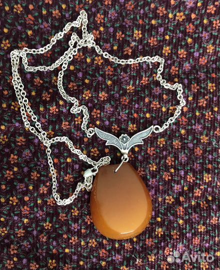 Колье серебро СССР с медовым янтарем