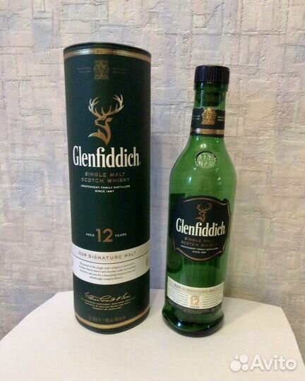 Бутылка и туба из-под виски Glenfiddich 0,5л