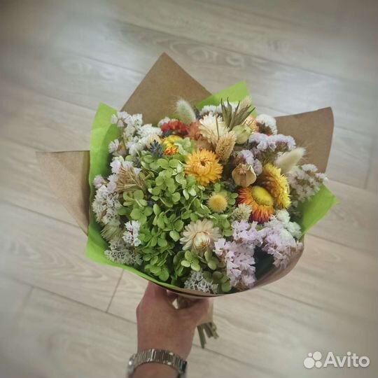 Букет цветы сухоцветы композиция из сухоцветов