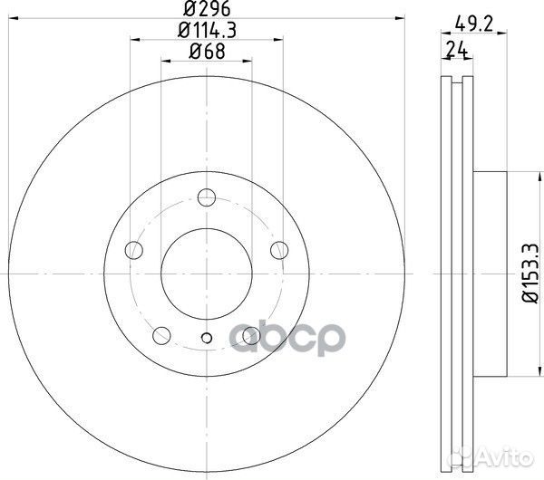Диск тормозной передний 296x24 5 отв. с покры