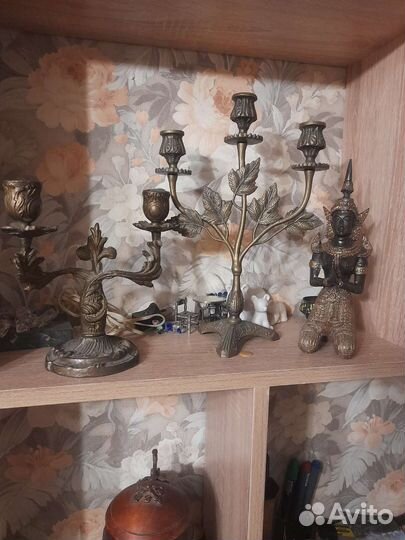 Статуэтка,подсвечники,посуда из бронзы