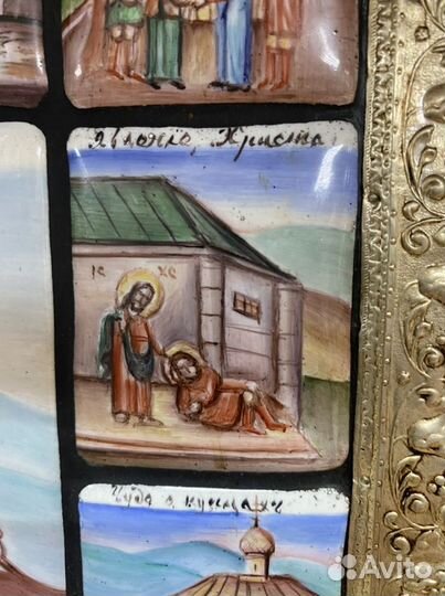 Икона Георгий Победоносец финифть