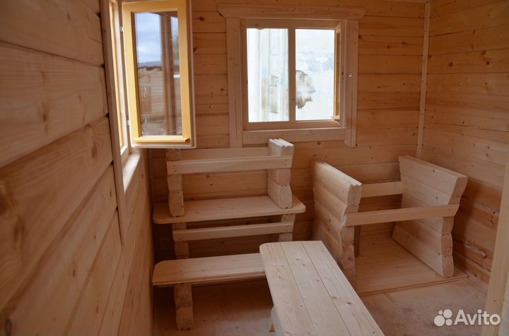 Баня готовая мобильная 6х2,3 из бруса с с/у