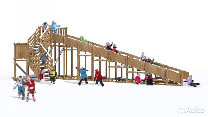 Зимняя деревянная горка swan-3