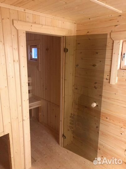 Готовая баня из бруса 2.3 x 8 м. перевозная