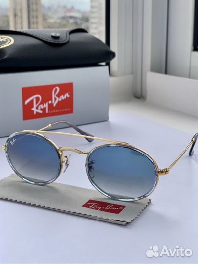 Очки ray ban oval double bridge голубые