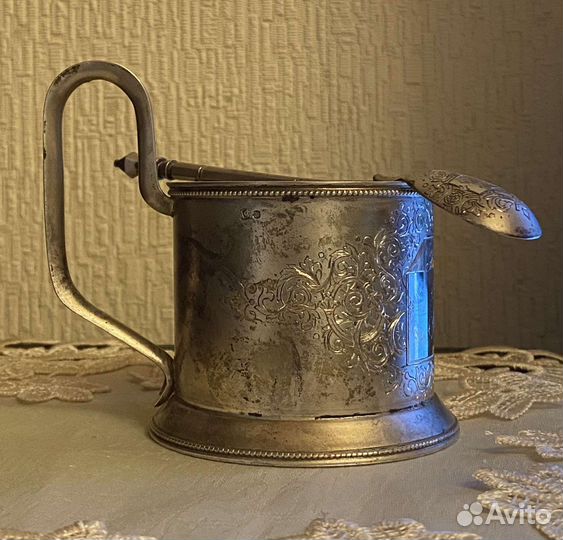 Подстаканник с ложкой, 84 проба