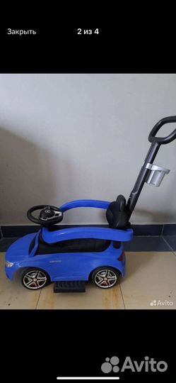 Машинка каталка с ручкой mercedes толокар