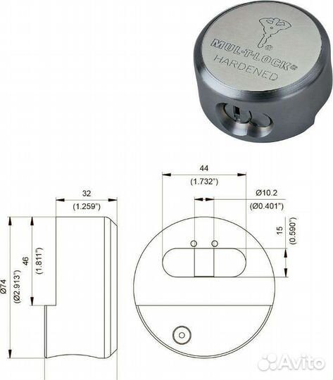 Навесной замок Mul-T-Lock «Шайба» MTL600 + петли