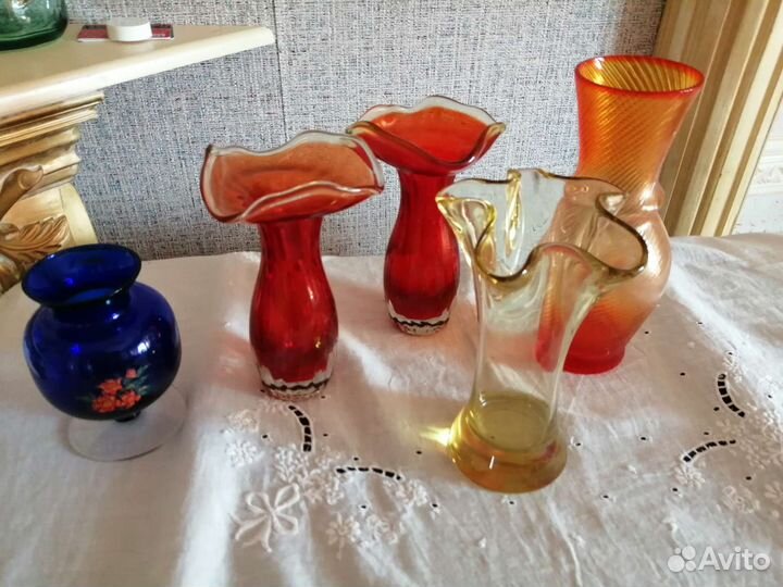 Вазы из цветного стекла СССР