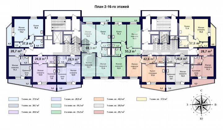 Квартира-студия, 28,7 м², 12/16 эт.