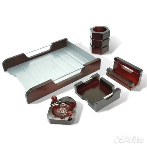 Канцелярские наборы из дерева и металла, кожи