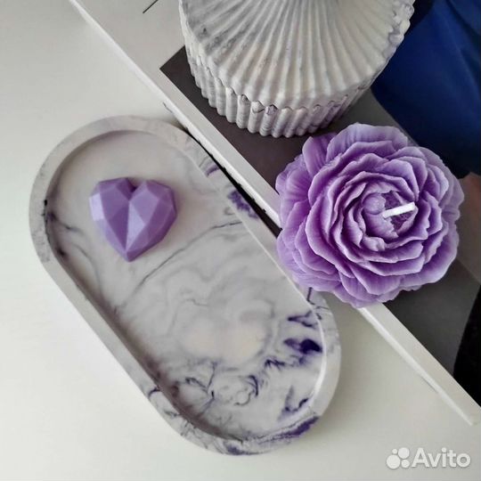 Подарочный набор свеча и гипсовый декор