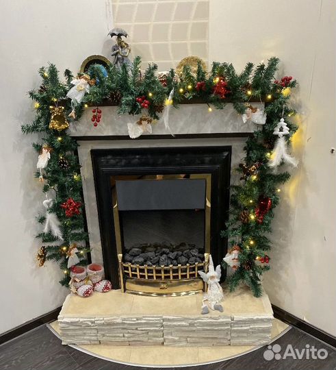 Хвойная гирлянда с елочными игрушками, 270см