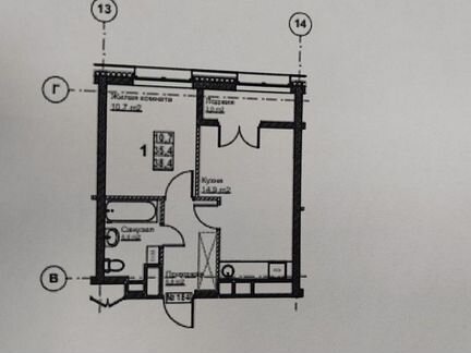 1-к. квартира, 38,4 м², 6/24 эт.