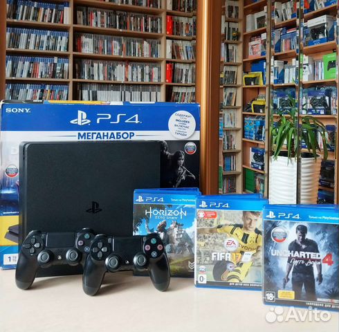 Sony PS4 Slim +40 игр 1000 гб пс4 с играми слим