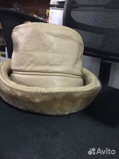 Шляпа панама женская с мехом, кожа, зимняя