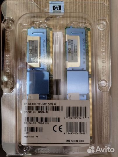 Оператив. память для серверов HP 1GB FBD PC2-5300