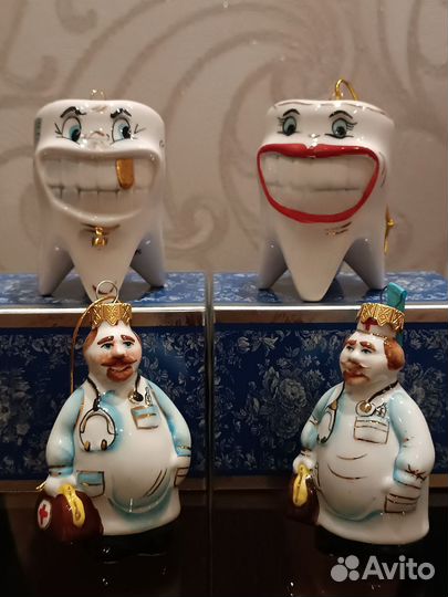 Комплект ёлочные игрушки, статуэтка