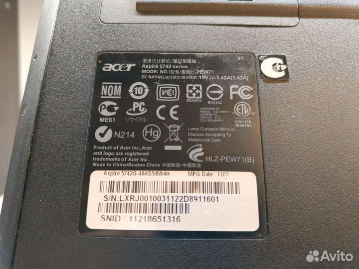 Ноутбук Acer aspire 5742g (62408ве)