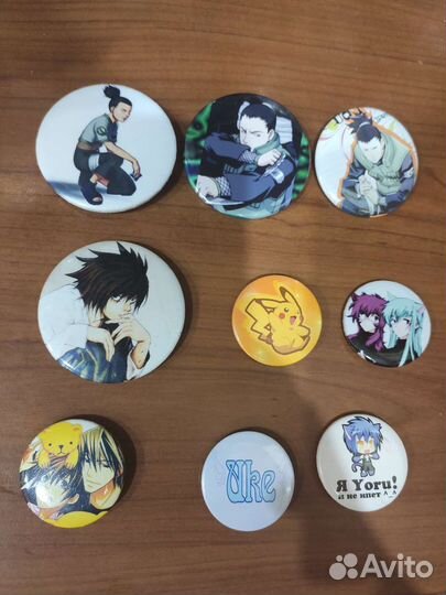 Значки One Piece, Naruto, Pokemon