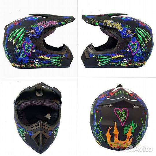 Мото шлем кроссовый AHP 218 DOT (мотошлем), новый