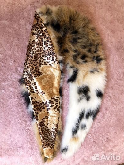 Меховой воротник принт леопард из эко меха