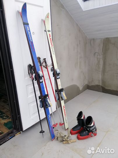 Горные лыжи 180; 185; ботинки 43-44