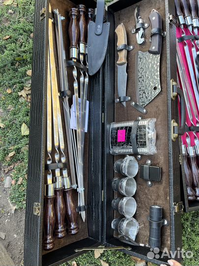 Подарочный набор в чемодане шампура мангал топор