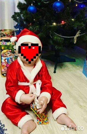 Новогодний костюм дед мороз для фотосессии 68-74