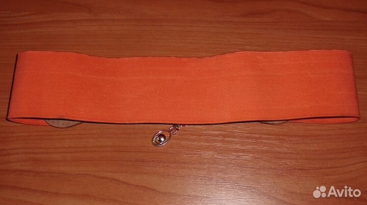 Ремень пояс резинка оранжевый с пряжкой 62-84-6 см
