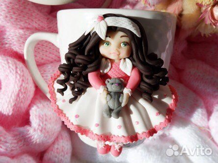 Кружка из полимерной глины с декором