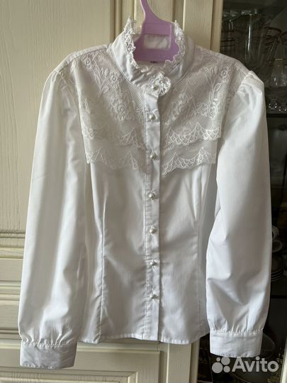Блузка белая, школьная, парадная, на девочку