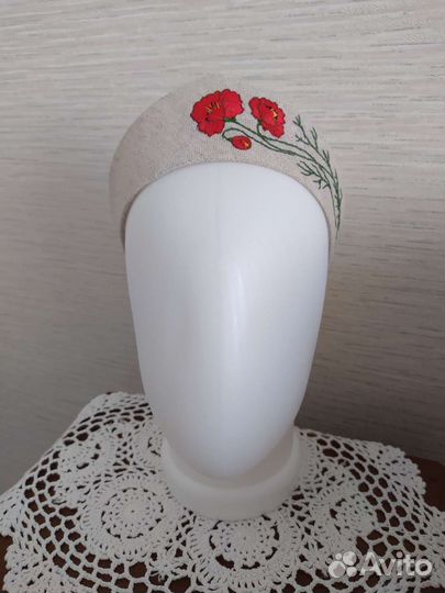 Кокошники современные, лён + вышивка
