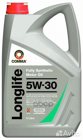 Comma 5W30 longlife (5L) масло мот. синт acea