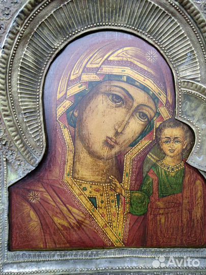 Старинная икона Казанская Божья матерь